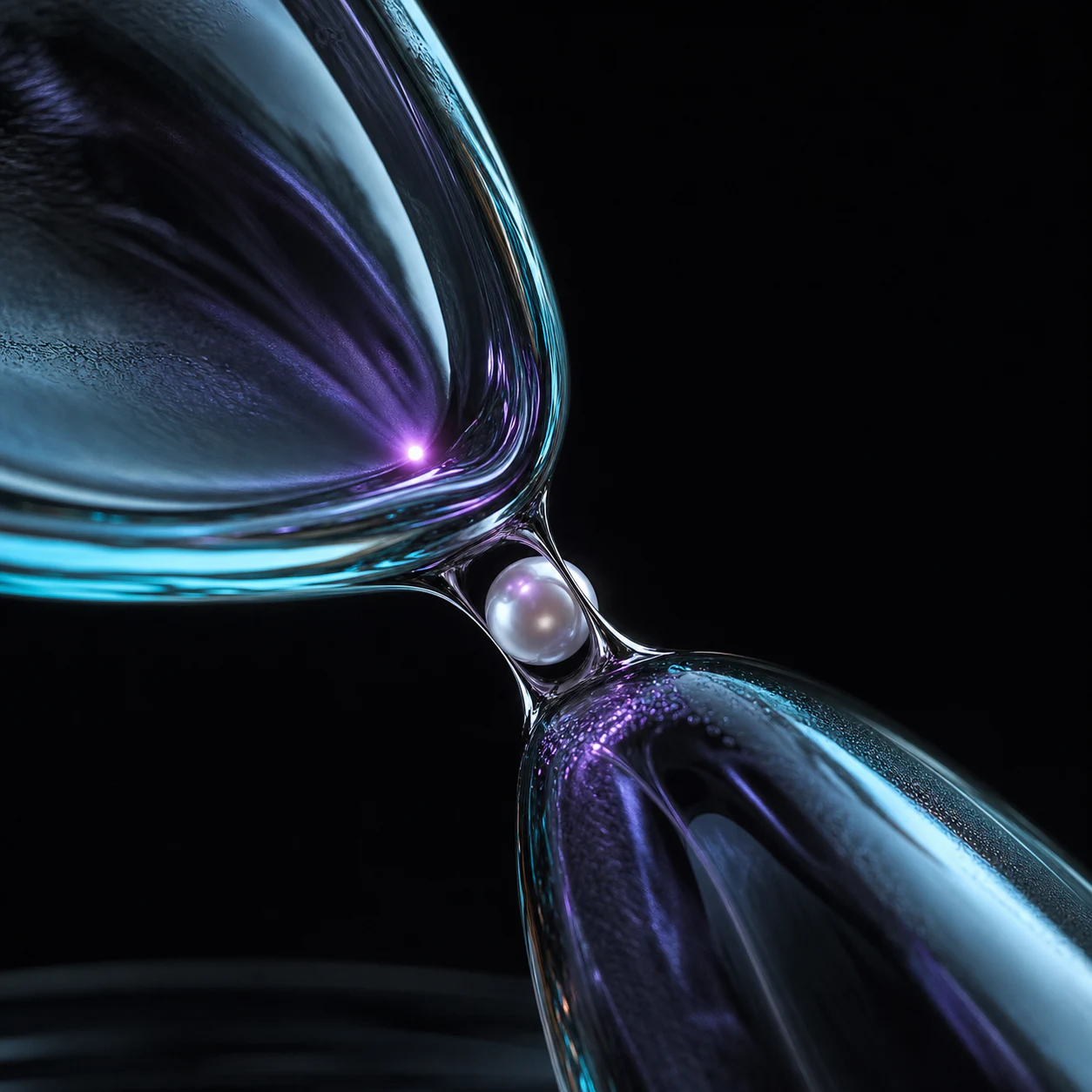 Magnetic sculptural object suspended over polished obsidian